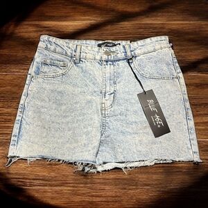 Blue Age High Rise Cut Off Shorts Womens Size L Blue Light Denim Raw Hem NEW